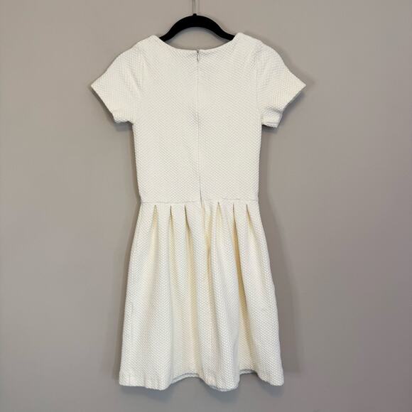 Anthropologie Ganni Textured Mini Dress Women S Cream Fit & Flare Short Sleeve - Picture 2 of 11